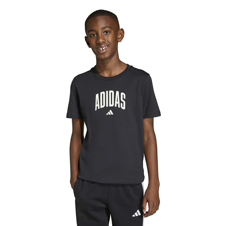 adidas Collegiate Graphic Çocuk Siyah Yuvarlak Yaka Tişört