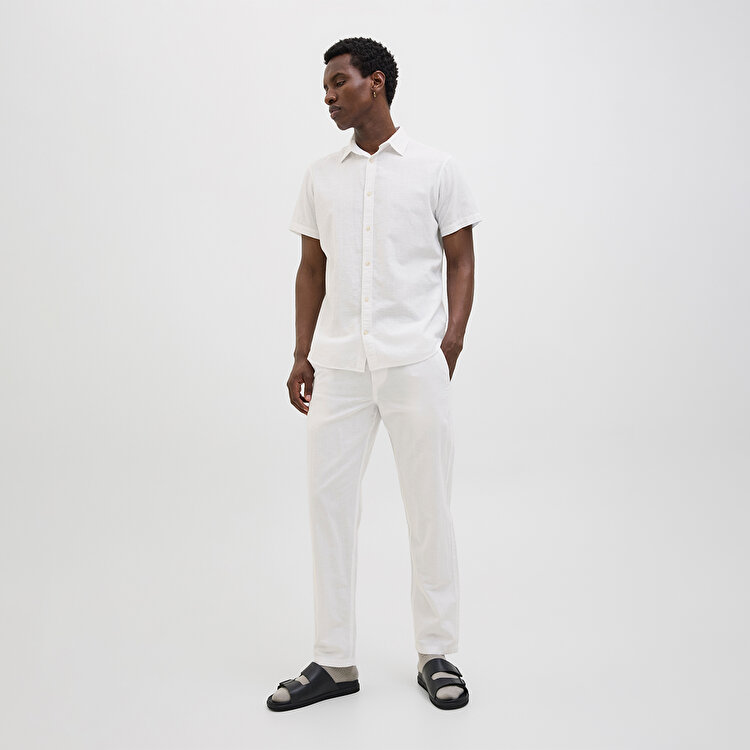 Jack&Jones Kane Summer Linen Blend Jogger Erkek Beyaz Pantolon