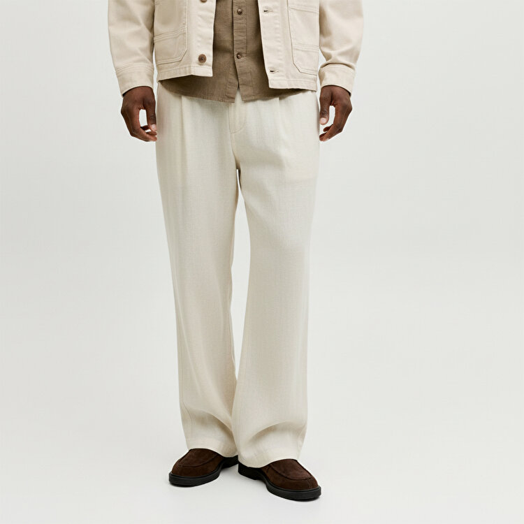 Jack&Jones Bill Andros Vis Linen Blend Jogger Erkek Beyaz Pantolon