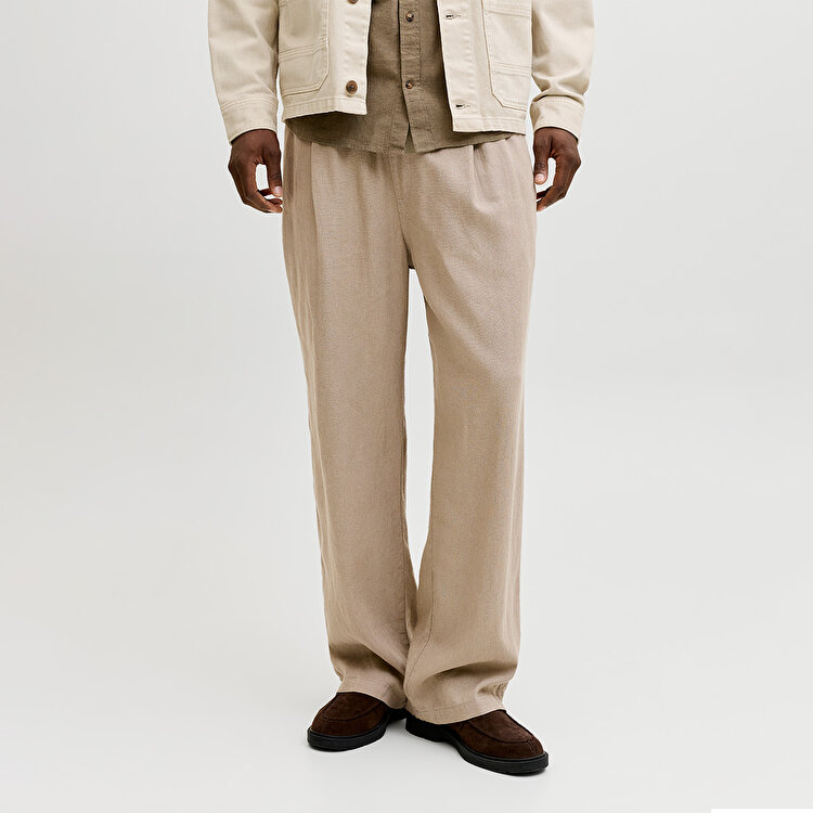Jack&Jones Bill Andros Vis Linen Blend Jogger Erkek Bej Pantolon