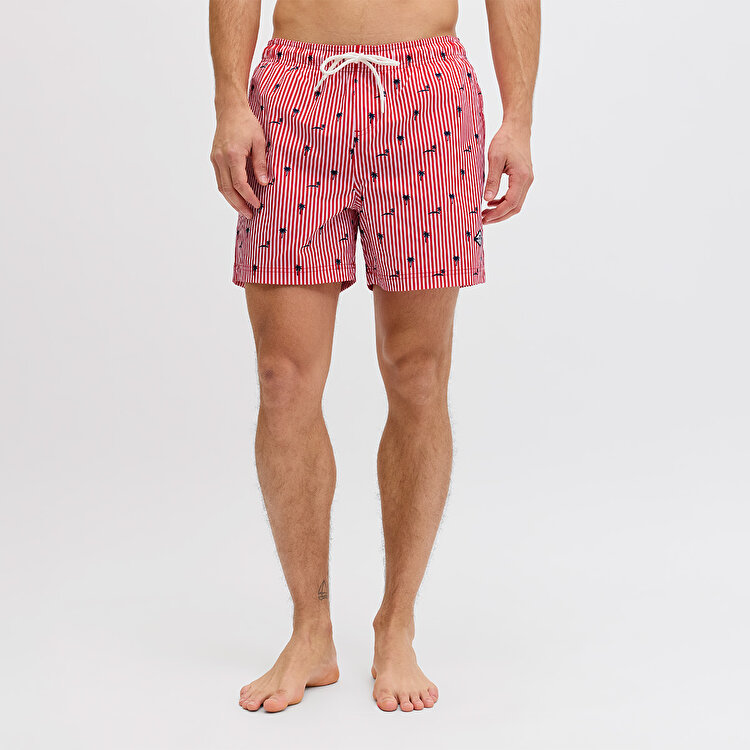Jack&Jones Maui Breeze Mini Stripe Erkek Kırmızı Mayo