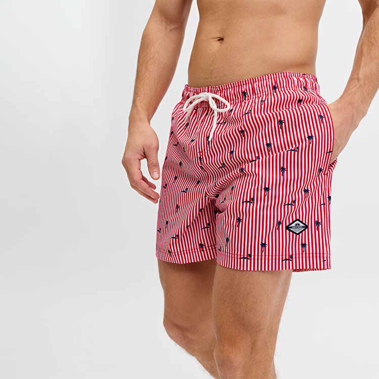 Jack&Jones Maui Breeze Mini Stripe Erkek Kırmızı Mayo