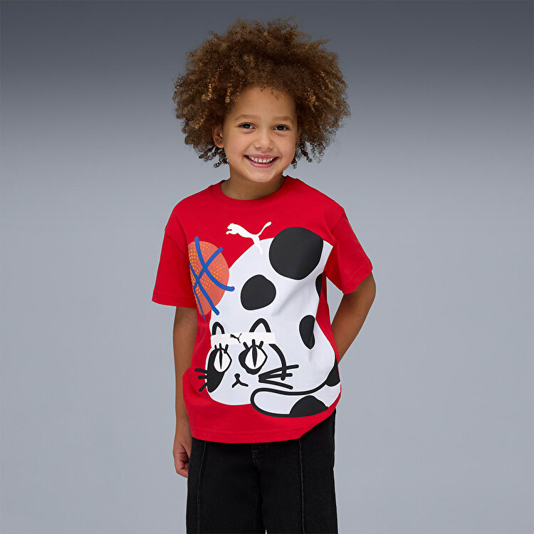 Puma Sporty Cats Çocuk Kırmızı Tişört