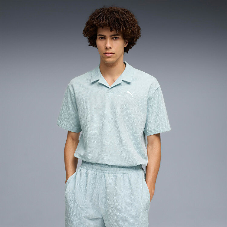 Puma Essential Elevated Material Erkek Mavi Polo Yaka Tişört