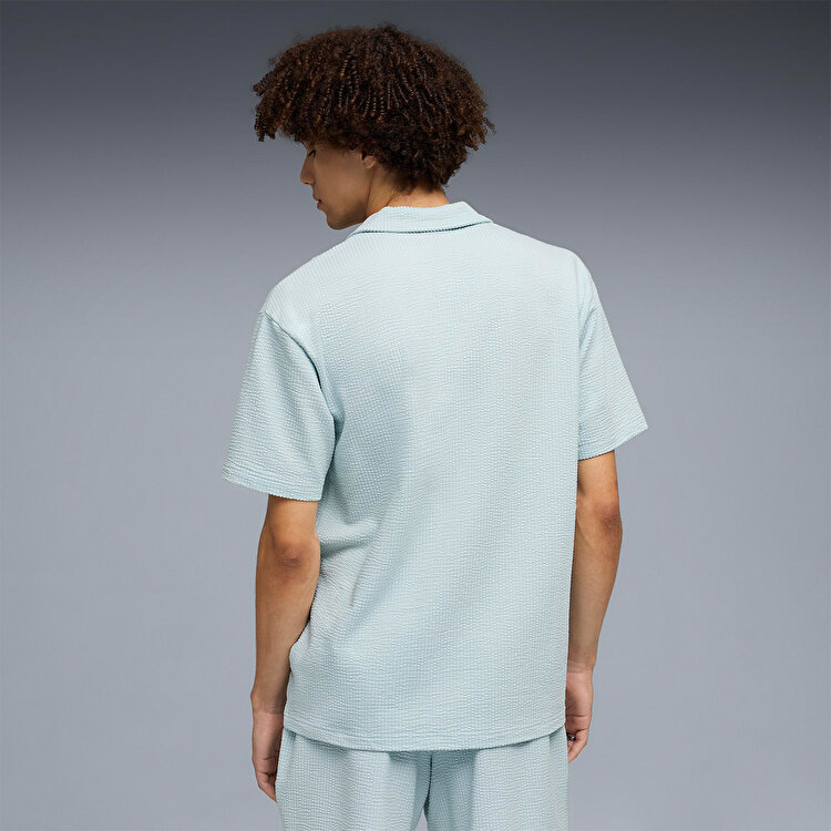Puma Essential Elevated Material Erkek Mavi Polo Yaka Tişört