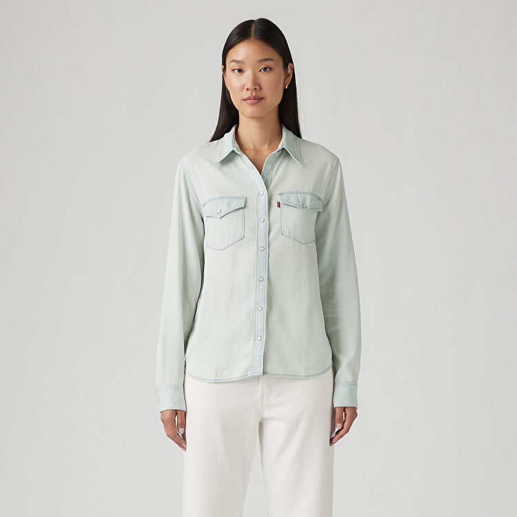 Levi's Essential Western Kadın Mavi Klasik Yaka Gömlek