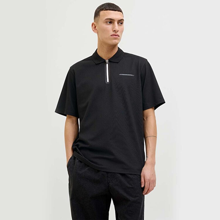 Jack&Jones Fusion Pique Erkek Siyah Polo Yaka Tişört