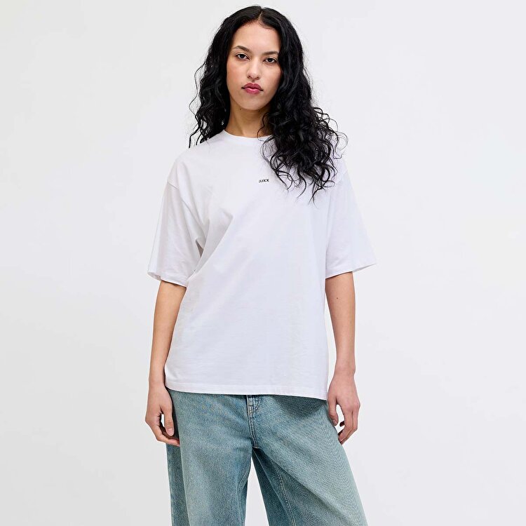 JJXX Andrea Loose Ss Logo Kadın Beyaz Tişört
