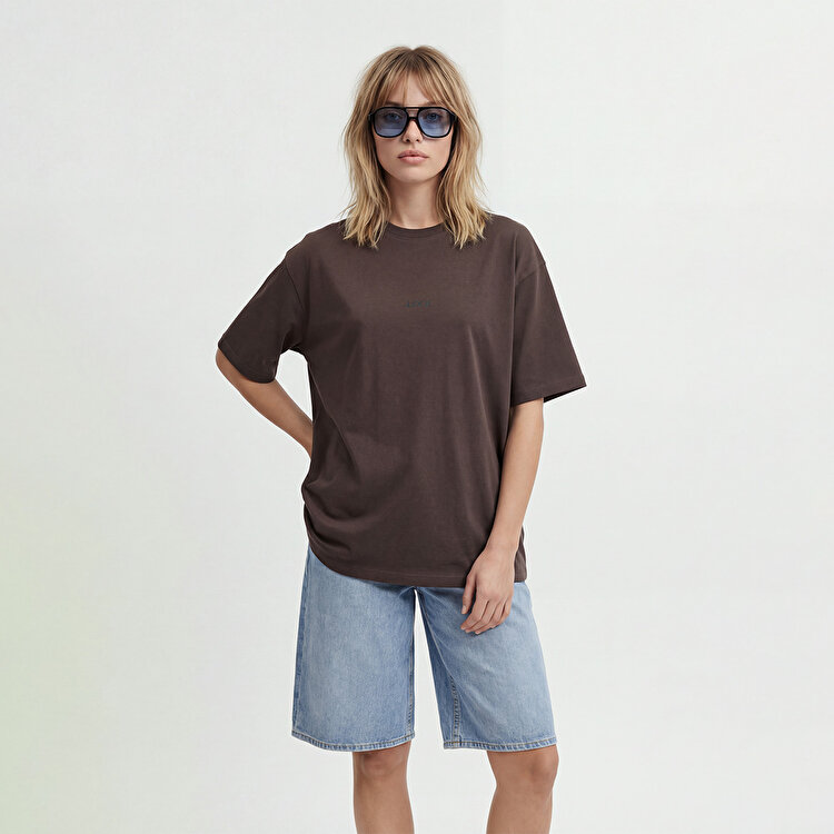 JJXX Andrea Loose Ss Logo Kadın Kahverengi Tişört