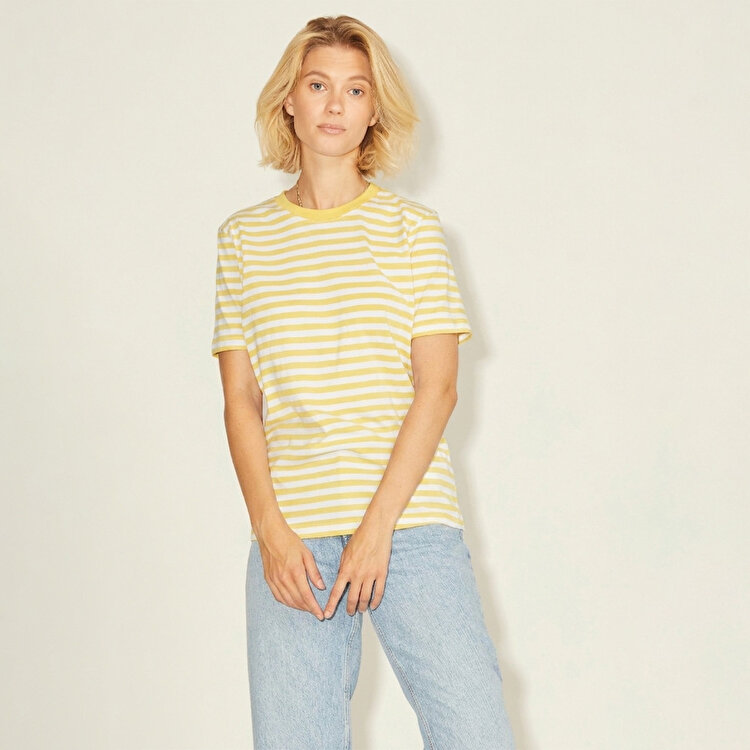 JJXX Anna Ss Reg Every Stripe Kadın Sarı Tişört