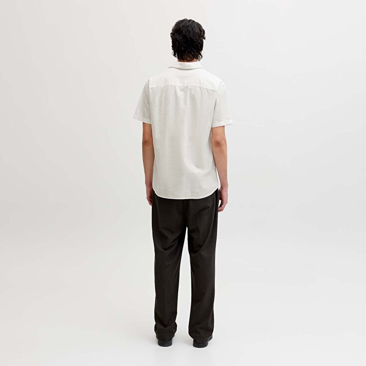 Jack&Jones Breeze Linen Blend Erkek Beyaz Klasik Yaka Gömlek