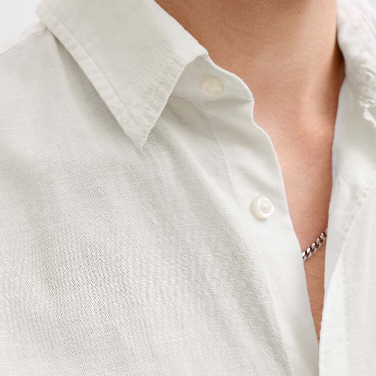 Jack&Jones Breeze Linen Blend Erkek Beyaz Klasik Yaka Gömlek