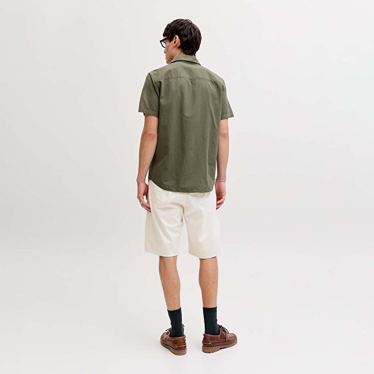 Jack&Jones Breeze Linen Blend Erkek Haki Klasik Yaka Gömlek