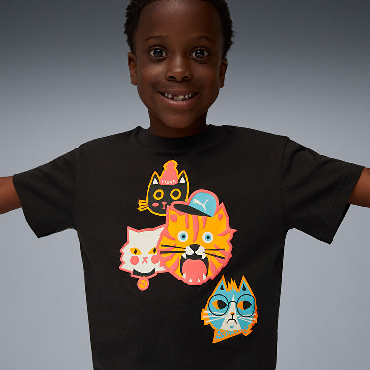 Puma Moody Cat Graphic II Çocuk Siyah Tişört