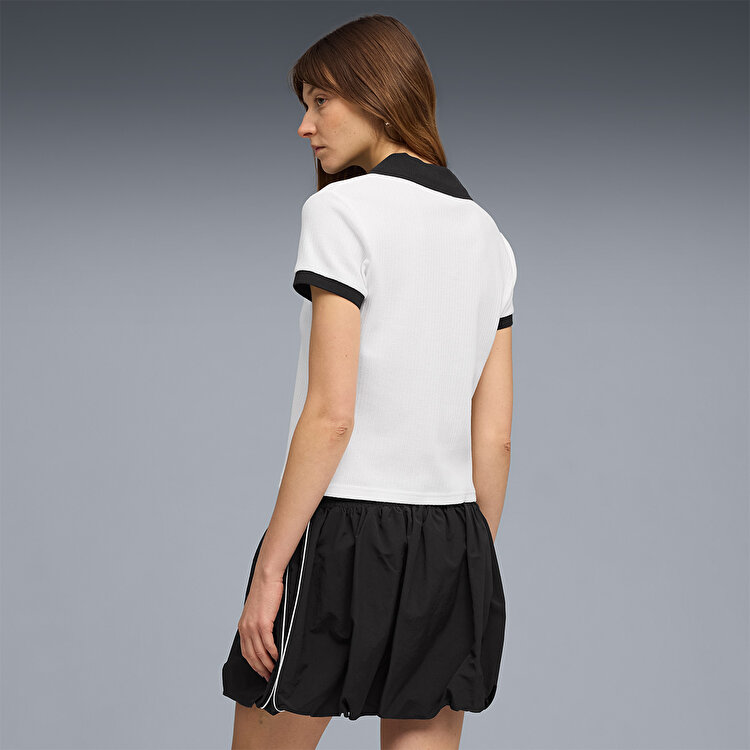 Puma Wardrobe Essentials Kadın Beyaz Polo Yaka Tişort