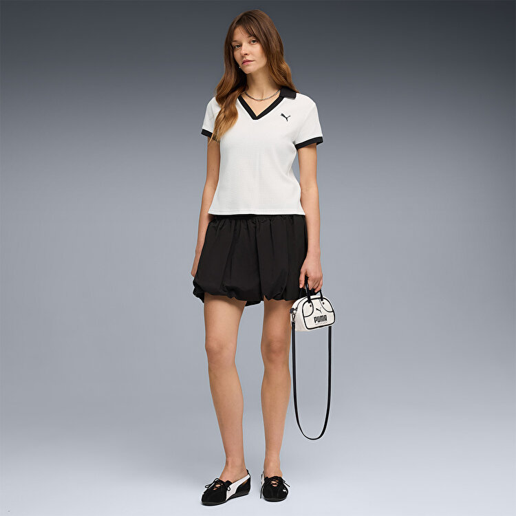 Puma Wardrobe Essentials Kadın Beyaz Polo Yaka Tişort