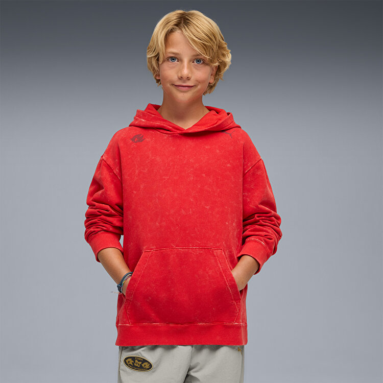 Puma x Sonic Relaxed Graphic Erkek Çocuk Kırmızı Kapüşonlu Sweatshirt