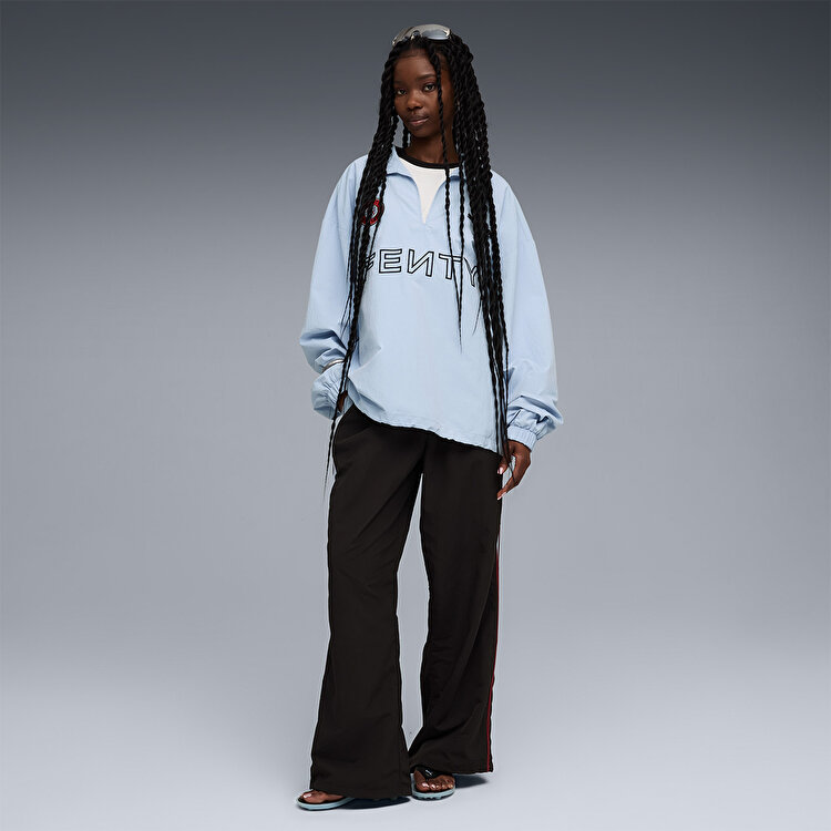 Puma x Fenty Nylon Drill Top Mavi Klasik Yaka Sweatshirt