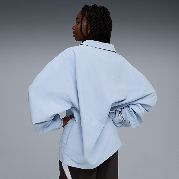Puma x Fenty Nylon Drill Top Mavi Klasik Yaka Sweatshirt