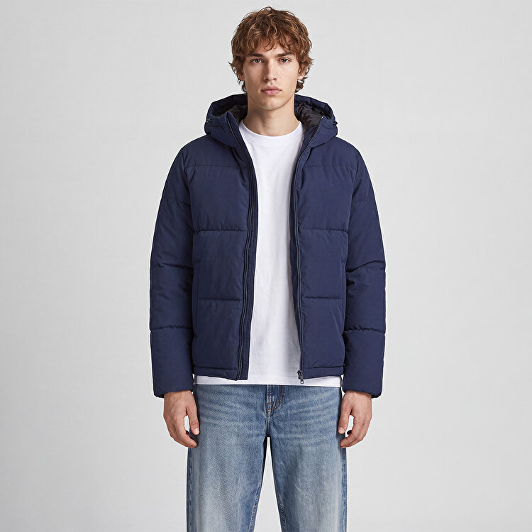 Jack&Jones Galaxy Puffer Erkek Lacivert Dik Yaka Mont