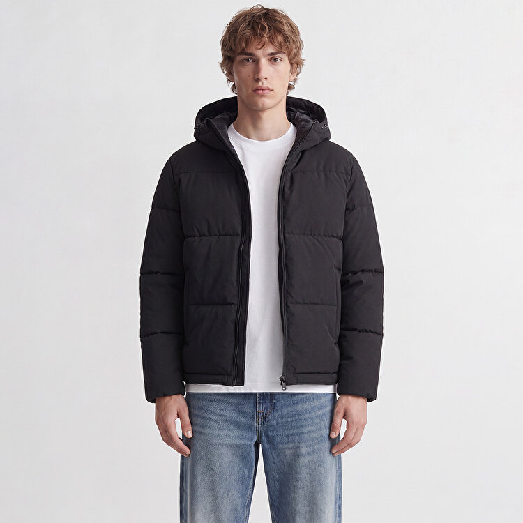 Jack&Jones Galaxy Puffer Erkek Siyah Dik Yaka Mont