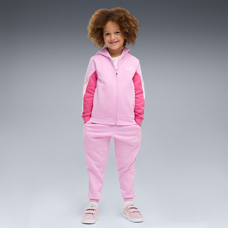 Puma Essentials Block Suit Çocuk Pembe Dik Yaka Eşofman Takımı