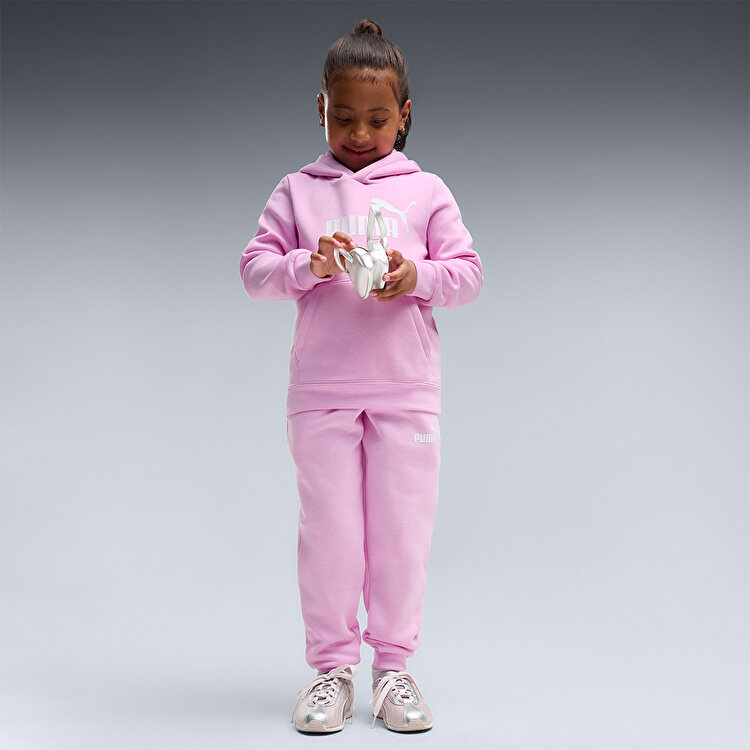 Puma Takım Essentials No 1 Logo Sweat Suit Çocuk Pembe Kapüşonlu Eşofman Takımı