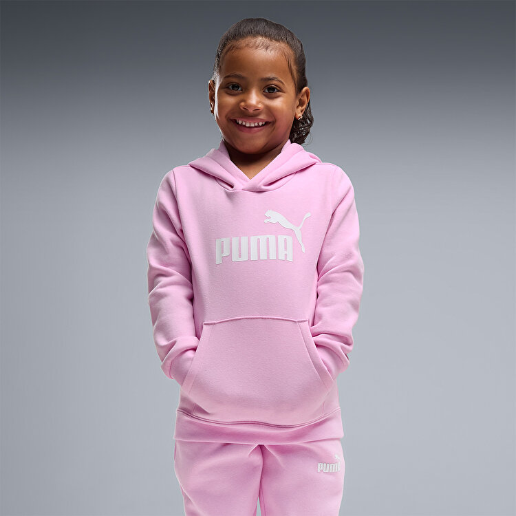 Puma Takım Essentials No 1 Logo Sweat Suit Çocuk Pembe Kapüşonlu Eşofman Takımı