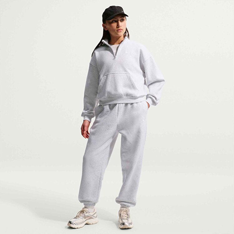 Nike Studio Fleece Quarter Zip Oversize Kız Çocuk Bej Dik Yaka Sweatshirt