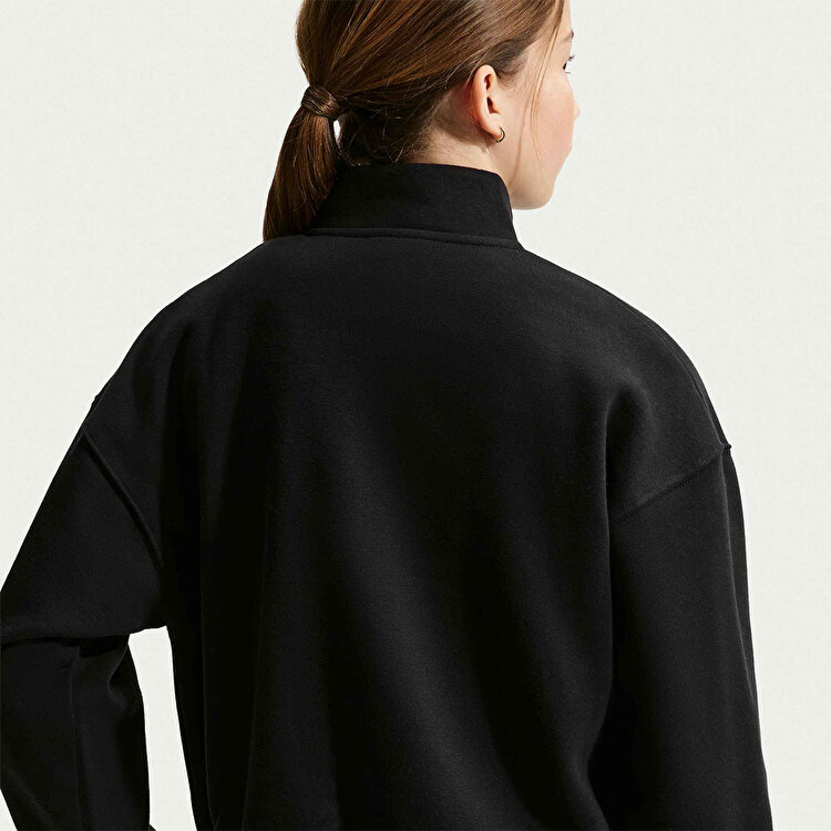 Nike Studio Fleece Quarter Zip Oversize Kız Çocuk Siyah Dik Yaka Sweatshirt