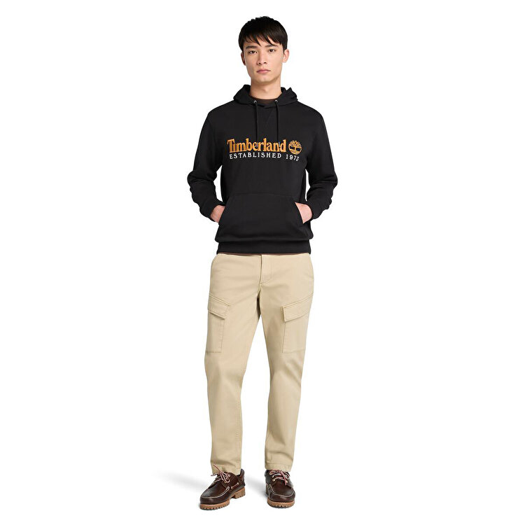 Timberland Established 1973 Embroidered Logo Erkek Siyah Kapüşonlu Sweatshirt