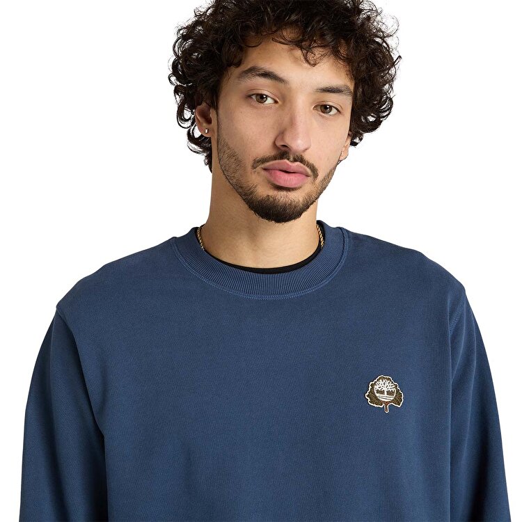 Timberland Tree Logo Patch Erkek Mavi Sweatshirt