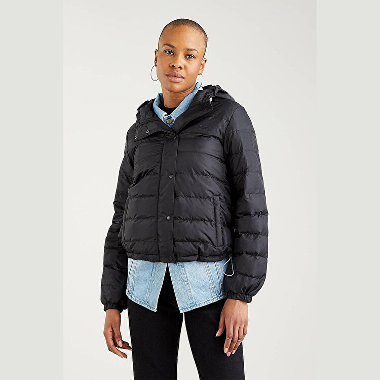 Levi's Edie Packable Kadın Siyah Kapüşonlu Şişme Mont