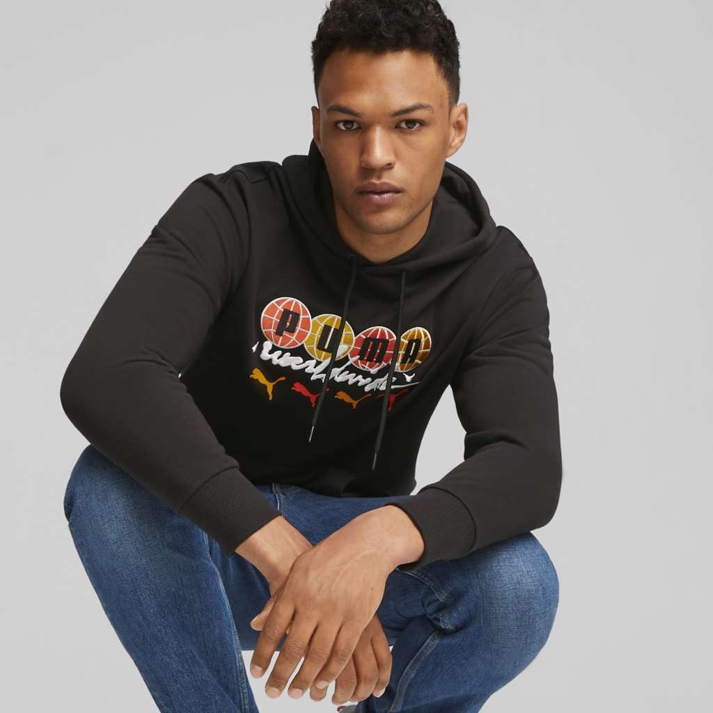 Puma SwxP Worldwide Erkek Siyah Kapüşonlu Hoodie 62264601 - Sporthink