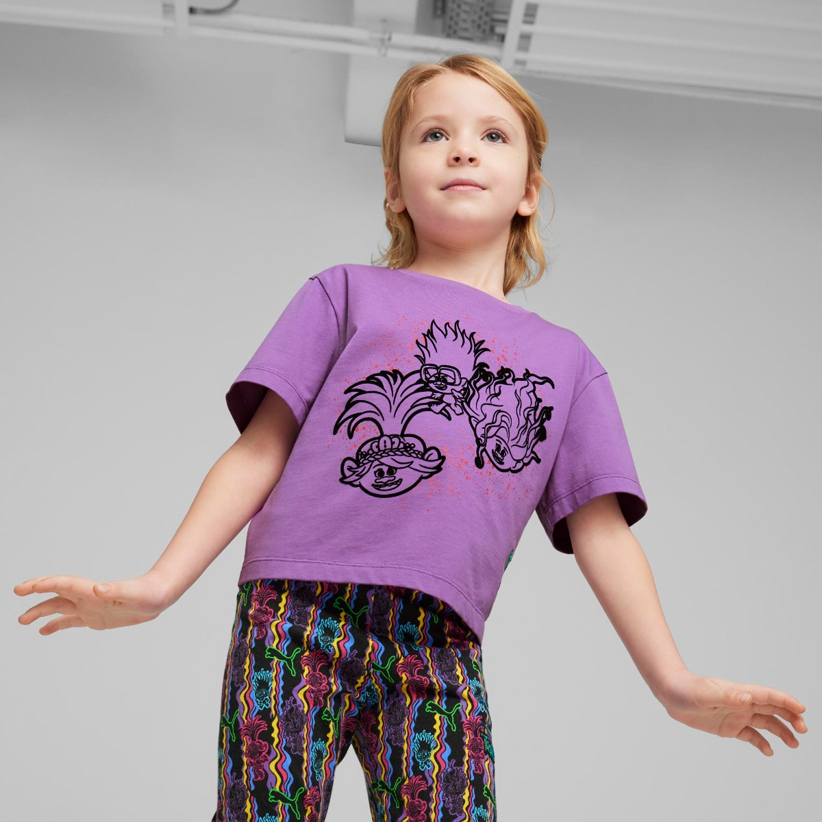 ゆ*ら様 Angel Tee FROLIC PRINT soorploom 20 Puma Puma X Trolls Graphic Kız Çocuk Mor Yuvarlak Yaka Tişört