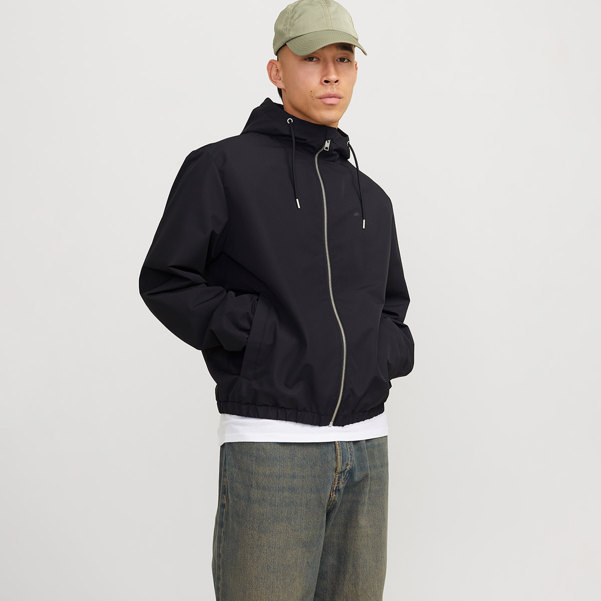 Jack&Jones Legacy Light Hood Erkek Siyah Kapüşonlu Ceket 12268598