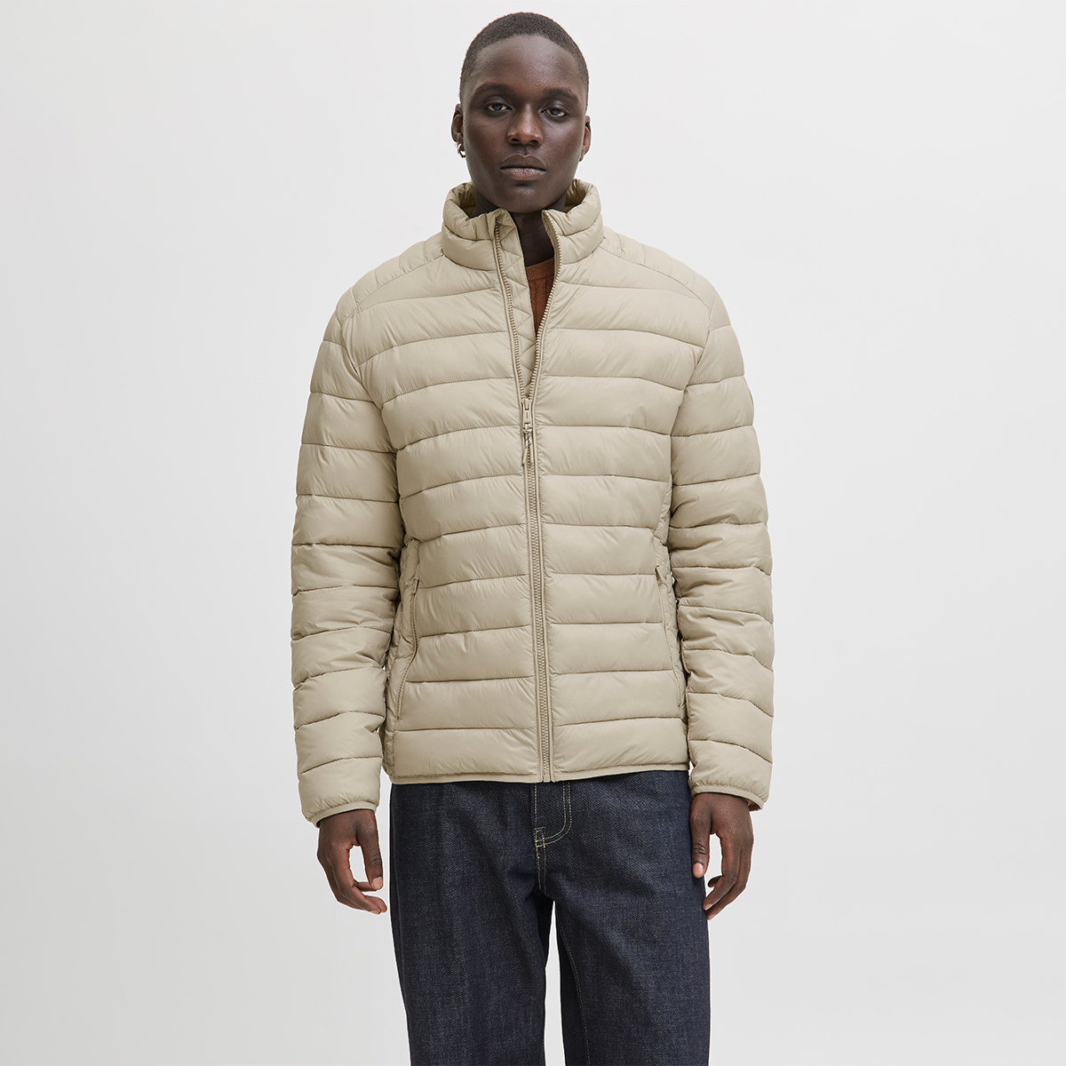 Jack&Jones Bradley Light Puffer Collar Erkek Bej Dik Yaka Mont