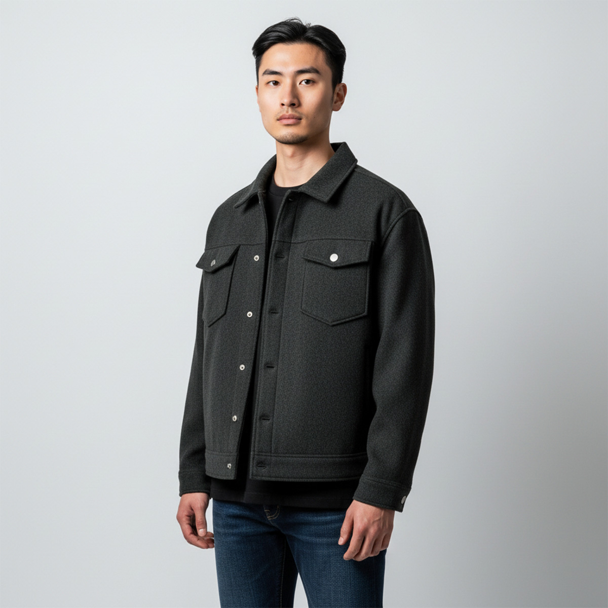 Jack&Jones Ridgewood Melange Overshirt Erkek Siyah Ceket 12266397 Jack&Jones Ridgewood Melange Overshirt Erkek Siyah Ceket 12266397