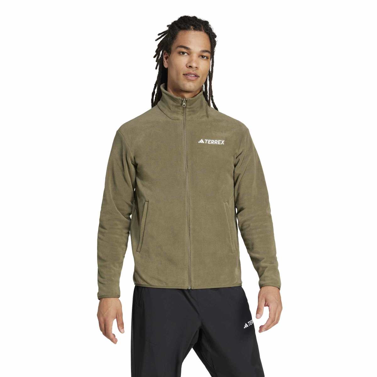 adidas Multi Essentials Full-Zip Fleece Erkek Kahverengi Dik Yaka