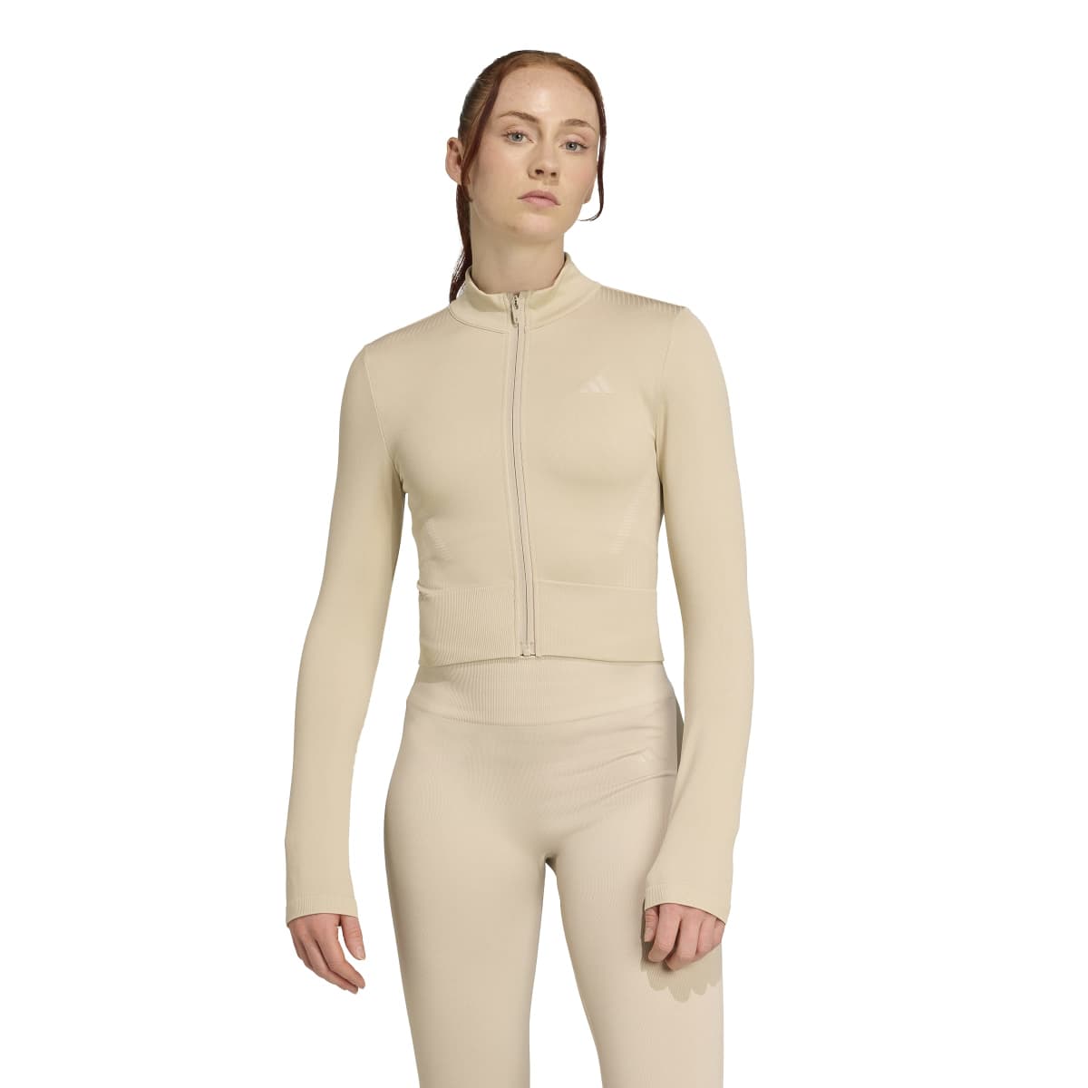adidas Workout Essentials Kadın Bej Dik Yaka Ceket JX3914 - Sporthink