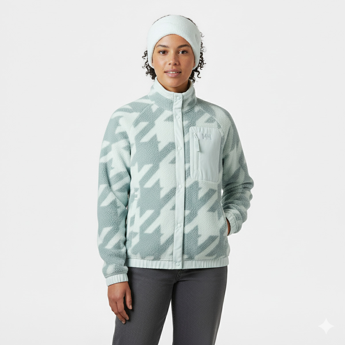 Helly Hansen Polar Imperial Printed Pile Snap Kadın Turkuaz Dik