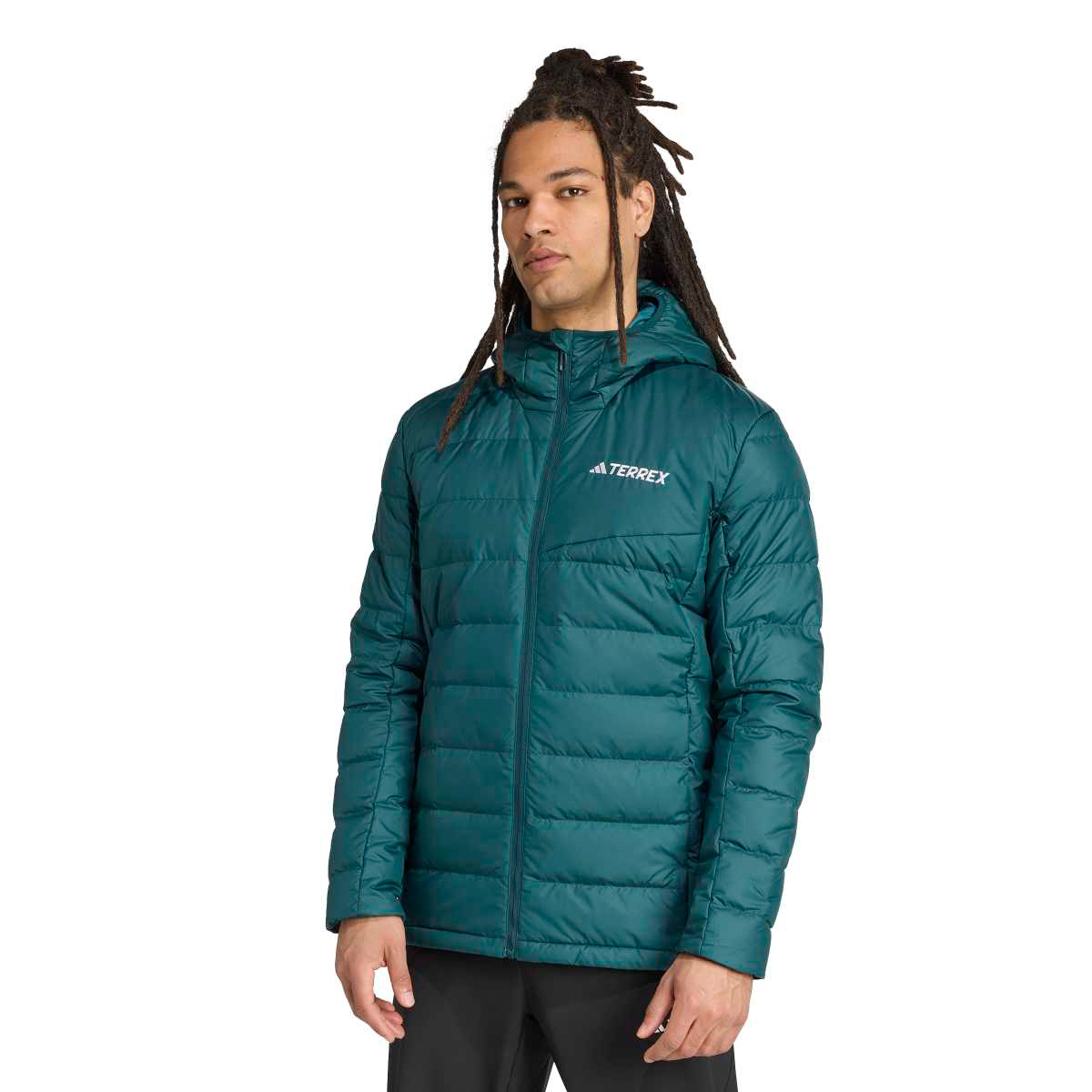 adidas Terrex Multi Light Down Erkek Yeşil Kapüşonlu Mont JZ9970