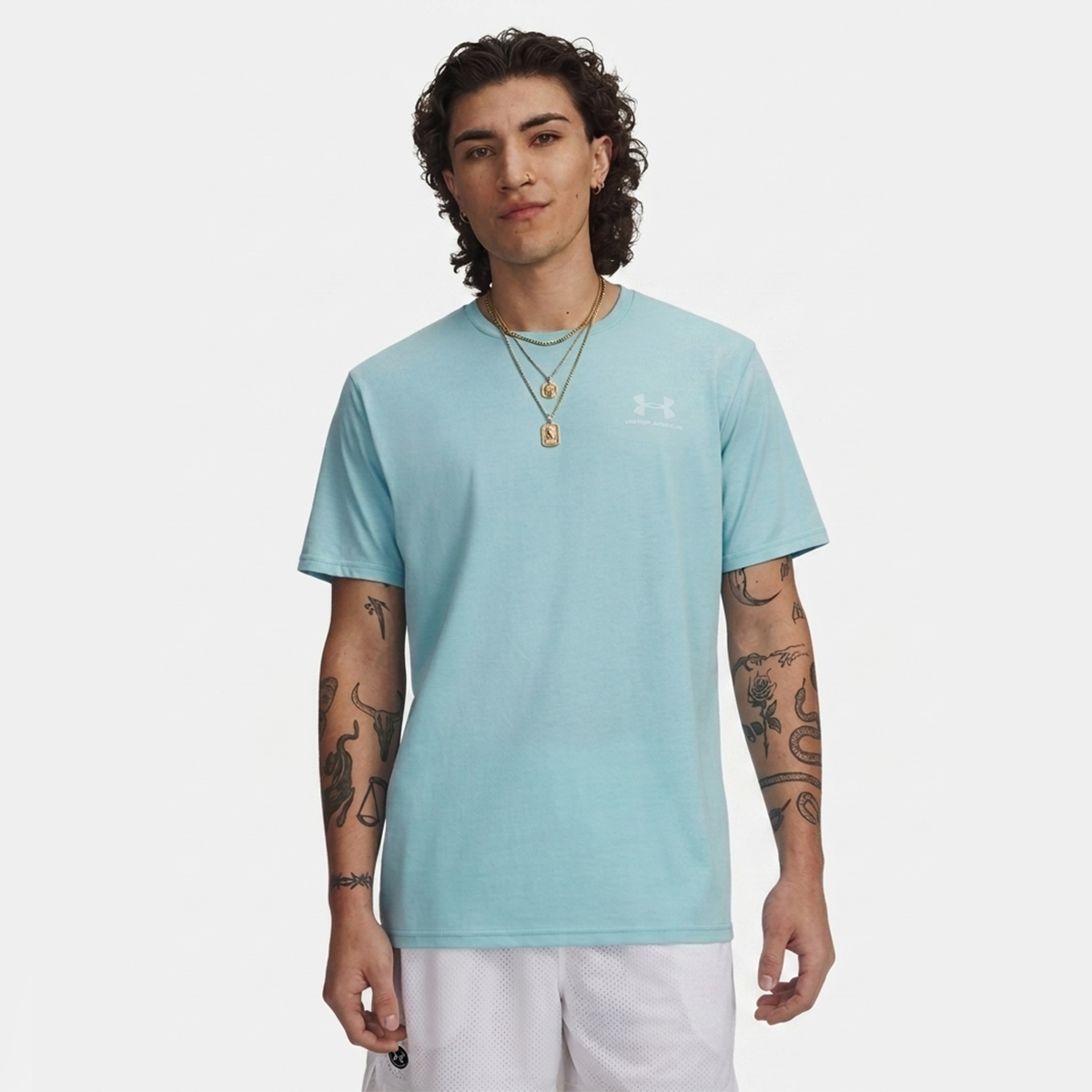Under Armour Sportstyle Left Chest Erkek Mavi Tişört 1326799-425